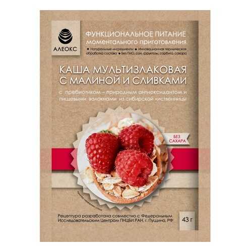 Каша Алеокс Мультизлаковая с малиной и сливками+антиоксидант из сибирской лиственницы 43 г в Окей