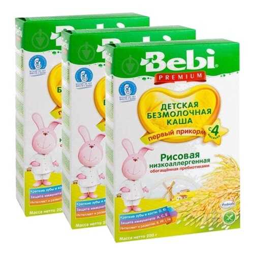Каша Беби Premium рисовая низкоаллергеная с пребиотиками с 4 мес 200 г 3 штуки в Окей