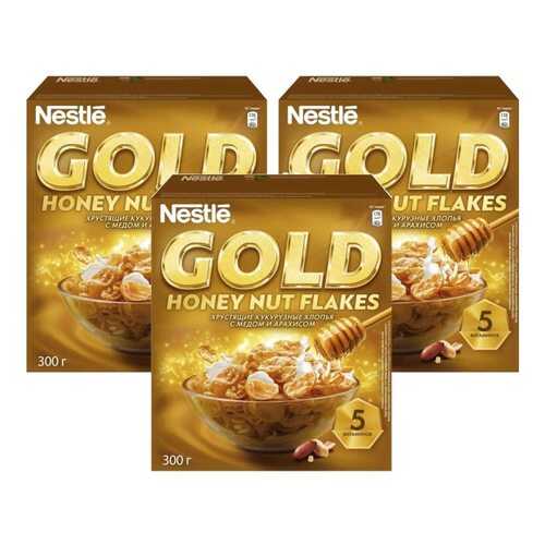 Кукурузные хлопья Gold Flakes с медом и орехами 3*300 г в Окей