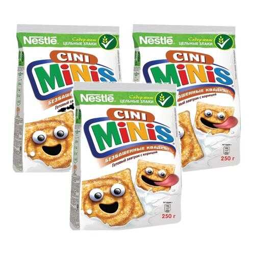 Пшеничные хлопья Cini-Minis Безбашенные квадры с корицей 3*250 г в Окей