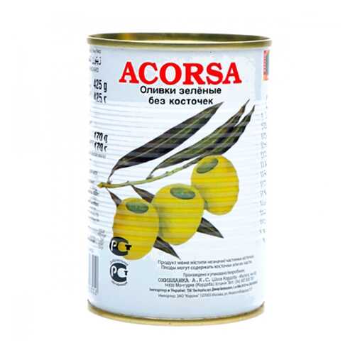 Оливки Acorsa зеленые крупные без косточки 425 г в Окей