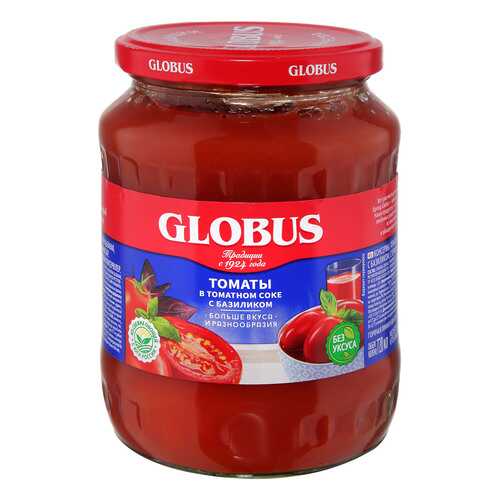 Томаты Globus в томатном соке с базиликом 680г в Окей