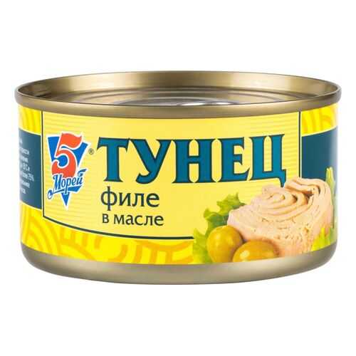 Тунец филе 5 Морей в масле 185 г в Окей