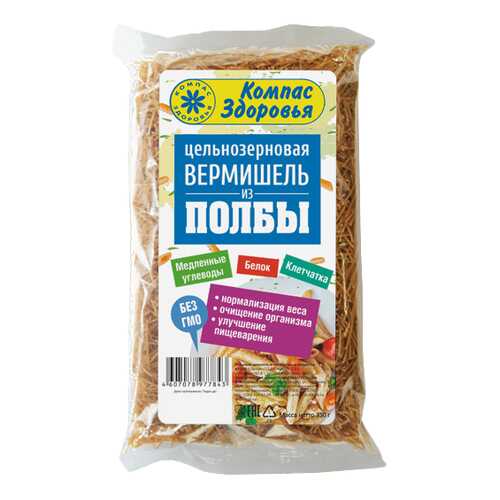 Макароны Компас Здоровья вермишель из полбы 350 г в Окей