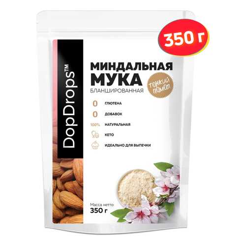 Мука миндальная натуральная DopDrops из миндаля тонкого помола, без глютена, 350г в Окей
