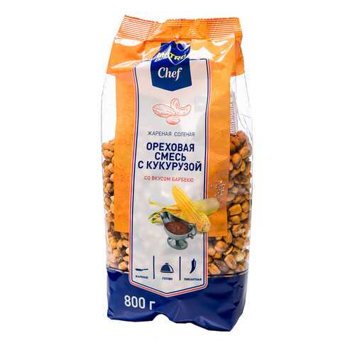 Смесь ореховая с кукурузой со вкусом барбекю жареная соленая Chef 800 г в Окей