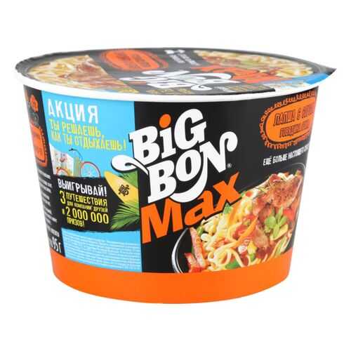 Лапша быстрого приготовления BigBon с соусом говядина гриль 95 г в Окей