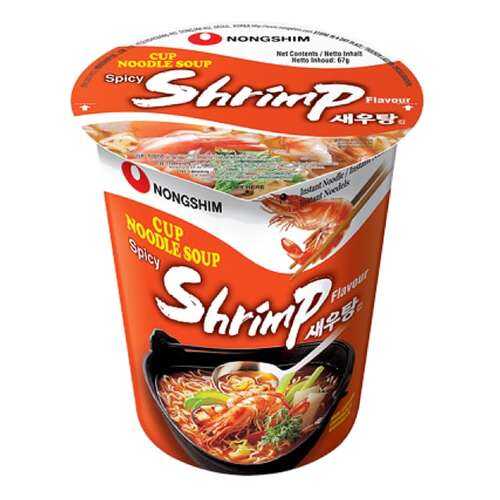 Лапша быстрого приготовления креветочная Nongshim стакан 67 г в Окей