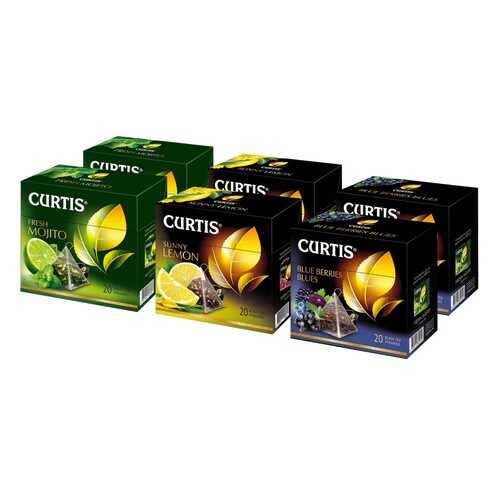 Набор чая Curtis Fresh Mojito, Sunny Lemon, Blue berries blues ассорти 6*20 пирамидок в Окей