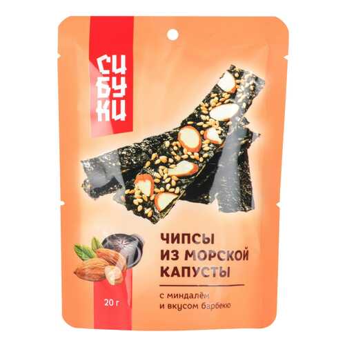 Чипсы Сибуки из морской капусты с миндалем и вкусом барбекю 25 г в Окей
