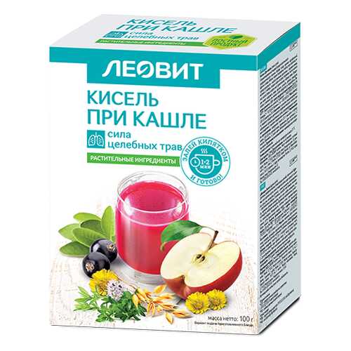 ЛЕОВИТ. Кисель При кашле. 5 пакетов по 20 г. Упаковка 100 г в Окей