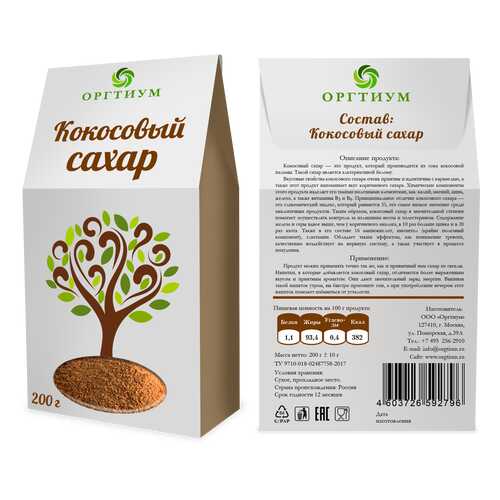 Кокосовый сахар Оргтиум био 200 г в Окей