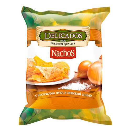 Чипсы Delicados nachos кукурузные с кусочками лука и морской солью 150 г в Окей