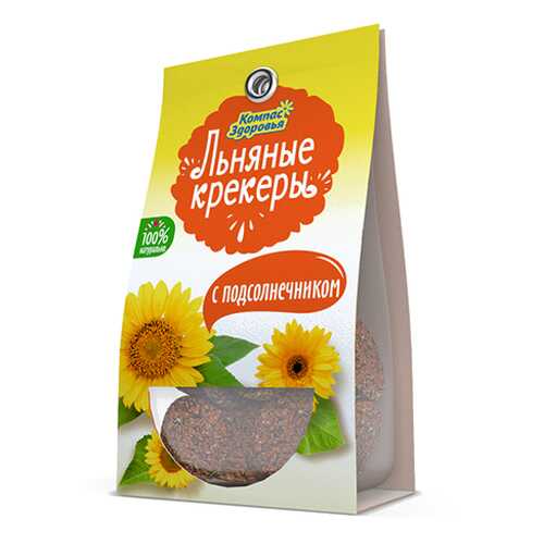 Крекеры льняные с подсолнечником Компас здоровья 50 г в Окей