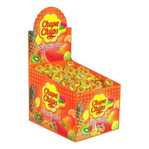 Карамель Chupa Chups экзотик-тропик ассорти 12 г 100 штук в Окей