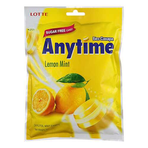 Карамель леденцовая anytime Lotte лимон и мята 74 г в Окей