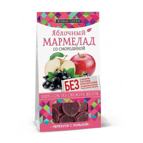 Мармелад яблочный Живые снеки со смородиной 90 г в Окей