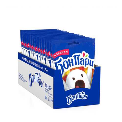 Мармелад жевательный фигурный Бон Пари стикеры со вкусом фруктов 15 шт по 75 г в Окей