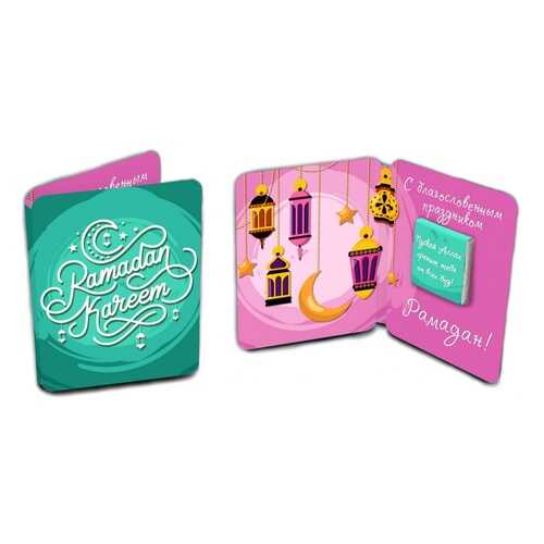 Шоколад Chokocat Ramadan Kareem. Зелёно-розовая, молочный, мини-открытка, 5 гр в Окей