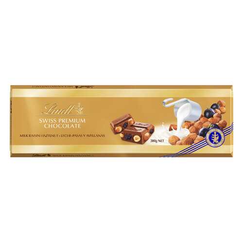 Шоколад молочный Lindt с изюмом и фундуком 10 шт по 300 г в Окей