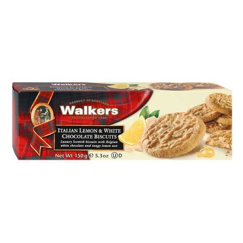 Печенье Walkers Итальянский лимон и белый шоколад 150 г Великобритания в Окей