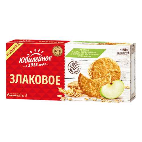 Печенье Юбилейное с цельнозер злак и яблоч кусоч 171 г в Окей